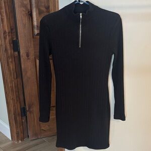 Aqua Black Ribbed Knit Dress